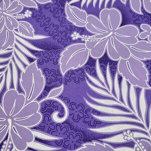 Hawaiian Floral Cotton Fabric Hibiscus Purple White 2 2/3 Yards Quilting Sewing